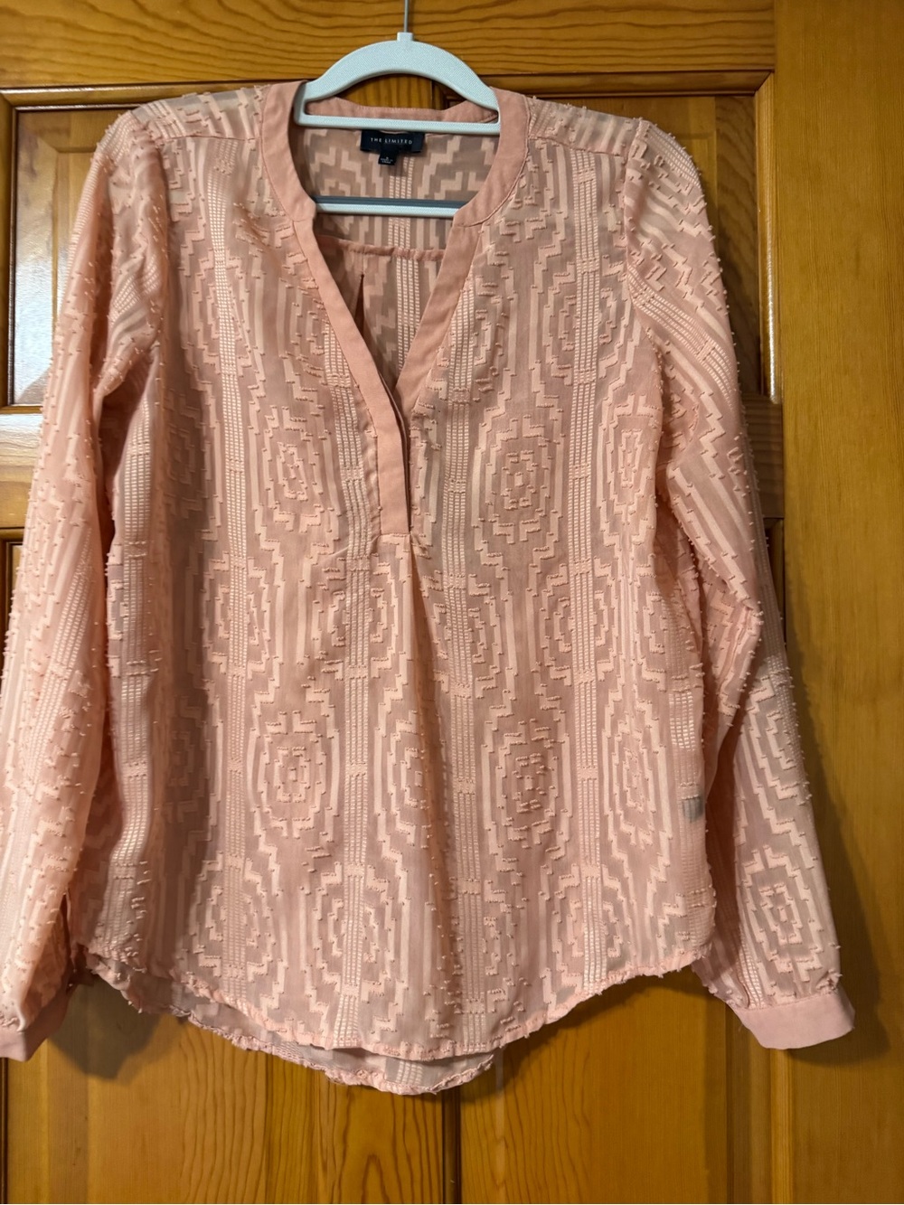 The Limited Peach Embroidered Long-Sleeve Blouse